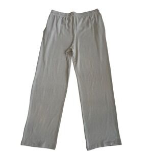 Hanro Beige Ribbed Cotton‎ Blend Wide Leg Lounge Pants Size Large